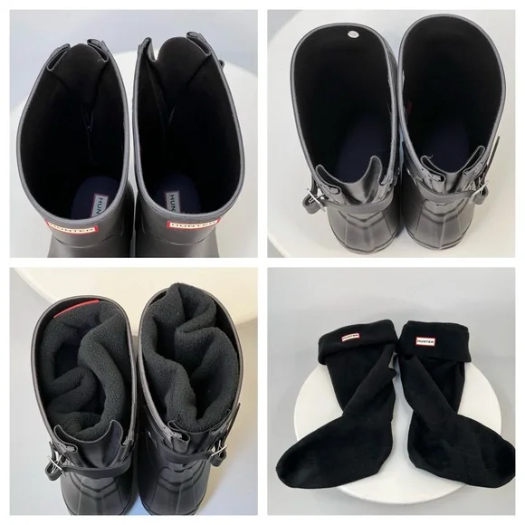 Hunter Original Short Boot Matte Black Waterproof Fisherman Fall Winter Rain 10 - Picture 14 of 15